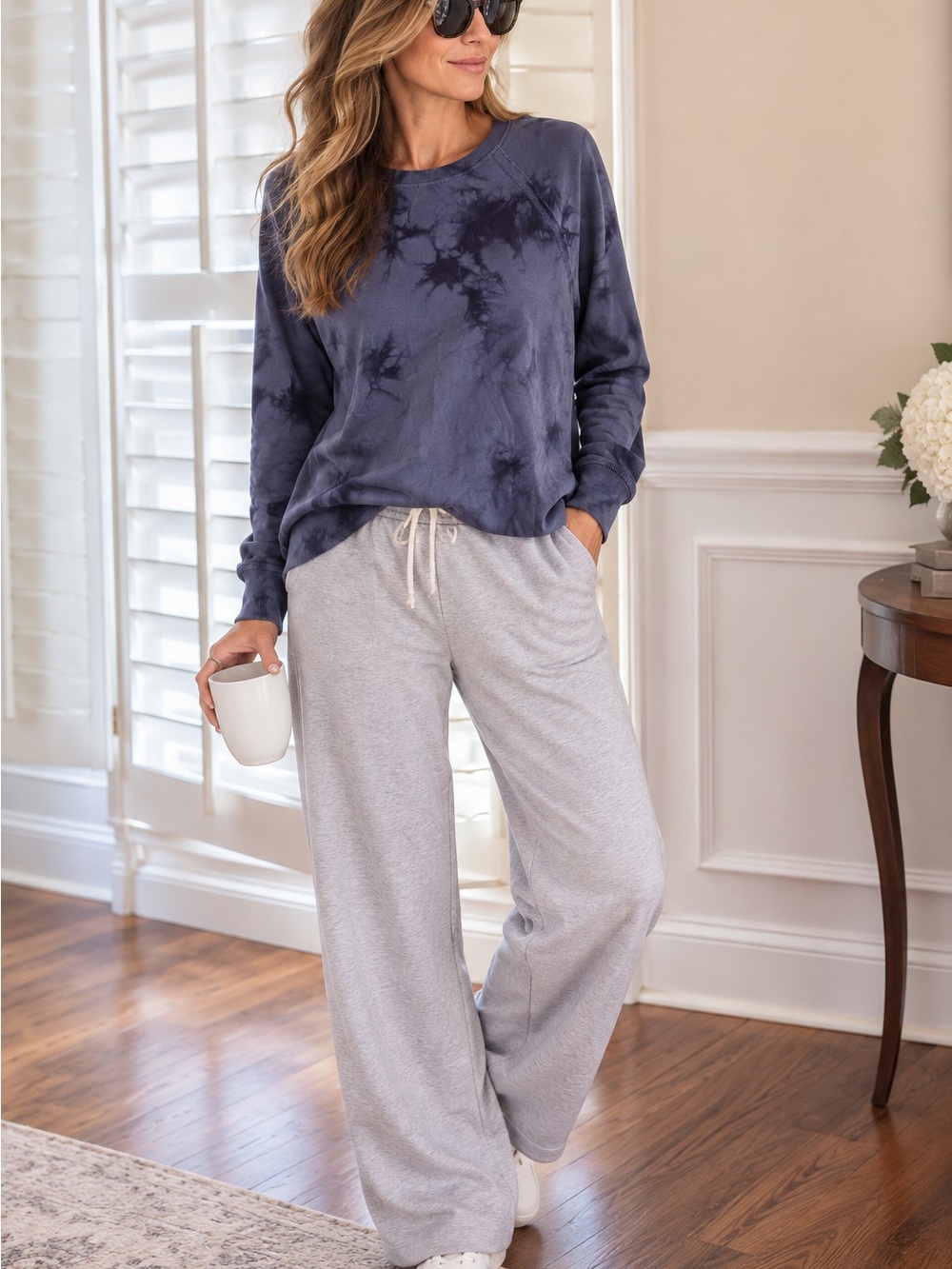 JoyLab Navy Tie-Dye Pullover Sweatshirt